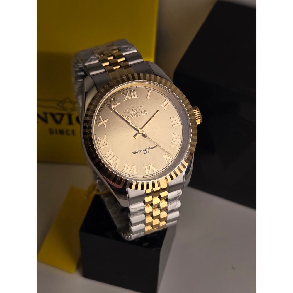 Invicta Specialty 47404 Two Tone Gold Silver Roman Dial 43mm Quartz Dress Watch